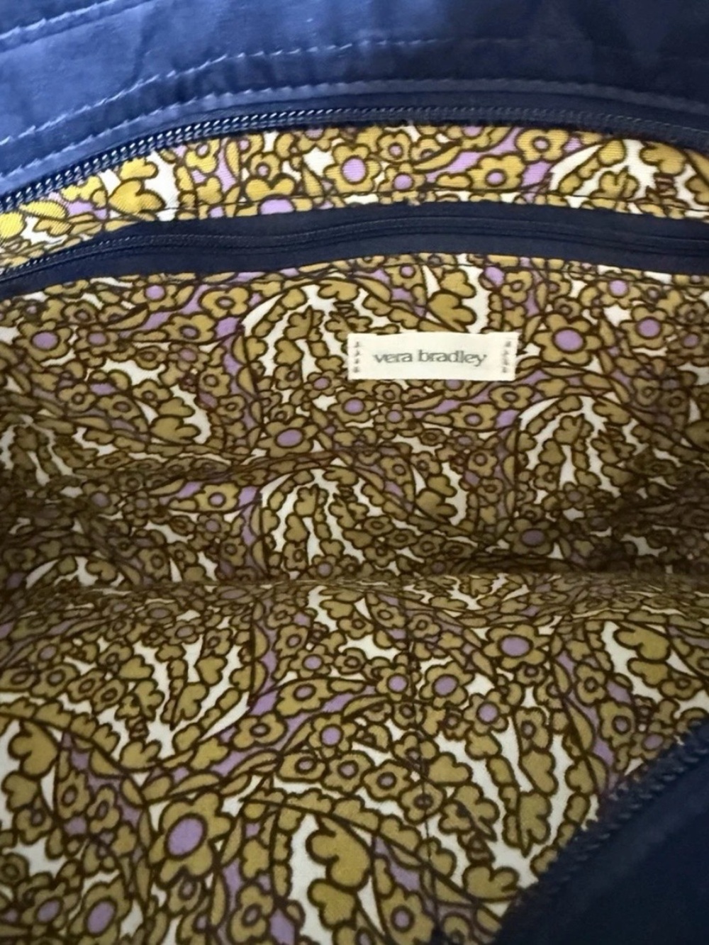 VERA BRADLEY Small Original Zip Tote-Peacoat Blue - Picture 4 of 6